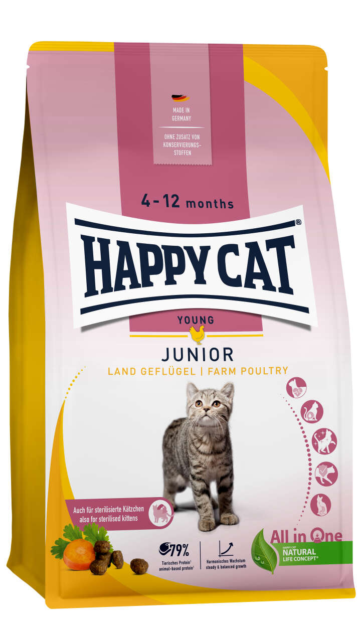 HAPPY CAT Katzen-Trockenfutter Young Junior Land Geflügel